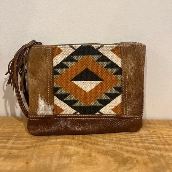 Myra Bag Handbags - Myra bag Aztec and genuine cowhide make up/ toiletries bag or wristlet Nwot